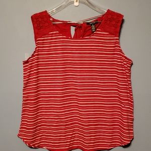 🛍 Style & Co Red and White Sleeveless Top, 3X